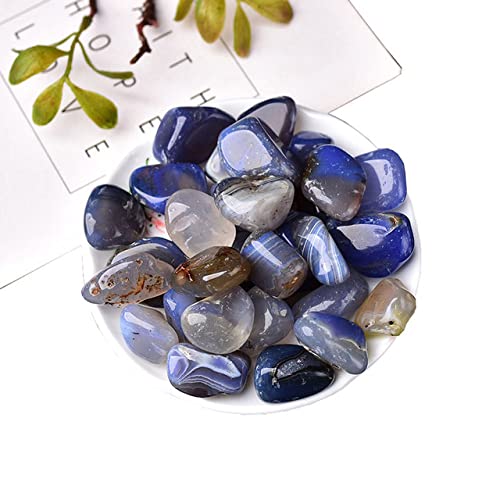 LIJUCAI 50 g/100 g große Größe 10–30 mm natürlicher Kristallquarz Amethyst Kies Probe roter Achat Lazuli Stein für Aquarium, Blauer Achat, 100 g von LIJUCAI