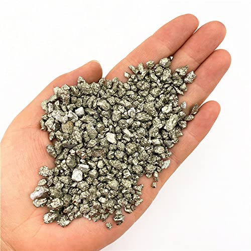 LIJUCAI 50 g Natürlicher Kristalledelstein Pyrit Chalkopyrit Rohmineralproben Kies DIY Kiste Flaschensand Dekorativ, 3,5 mm von LIJUCAI