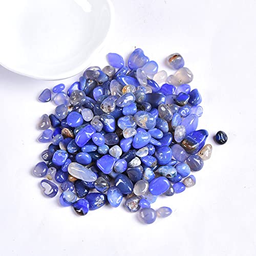 LIJUCAI Natürlicher Kristall-Rosenquarz-Erz-Mineral-Exemplar-Stein Natürlicher bunter Quarz für Aquarium-Stein-Heimdekoration DIY, Blauer Achat, 100 g von lightclub