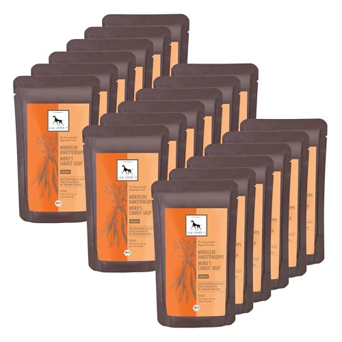 LILA Loves IT Bio Morosche Karottensuppe für Hunde – hilft bei Durchfall, beruhigt den Magen und unterstützt die Darmflora, vegan, Bio MOROSCHE KAROTTENSUPPE, 18 x 130ml Beutel von LILA LOVES IT