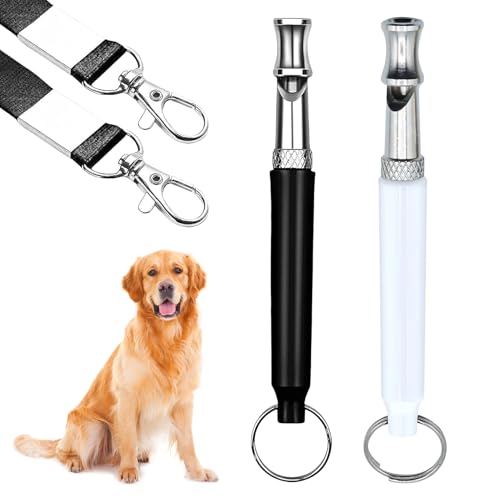 2 Stück Hundepfeife Hochfrequenz Lautlos,Gegen Bellen Hunde Pfeife Rückruf,Einstellbare Leise Hundepfeifen Gerät,Anti Bell Pfeifen Nicht Hörbar,Metall Whistle Training Lanyard für Hundeausbildung (A) von LILIKAI