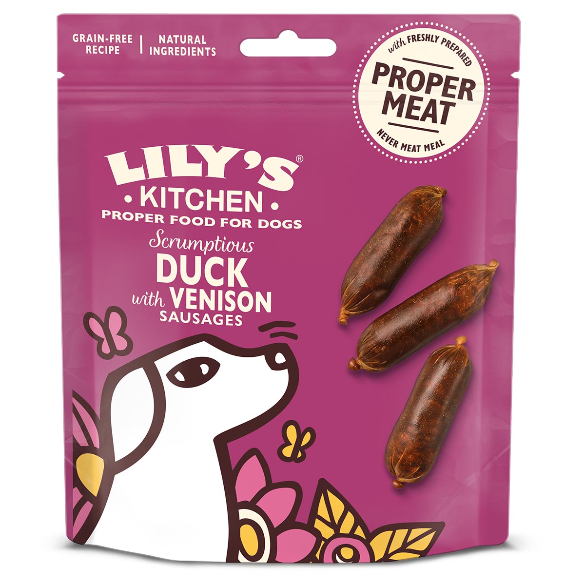 LILY'S KITCHEN Dog Treat Ente & Wild Würstchen 70g von LILY'S KITCHEN