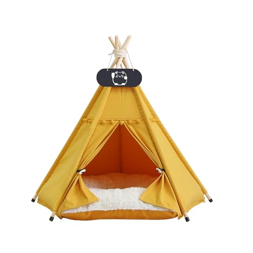 LINCYS Haustier Tipi mit Kissen Bett für Hunde und Katzen, Katzen mit waschbarem Kissen, Hunde Katzenzelt Abnehmbar und Waschbar,C,M von LINCYS