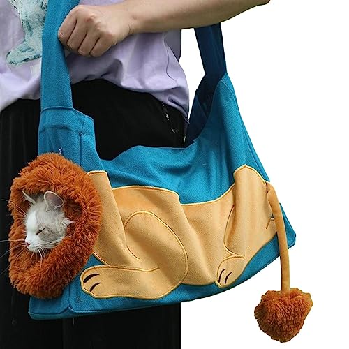 Haustiertragetasche - Tragbare Reisetasche, Katzentasche, Cartoon-Löwe-Tragetasche, atmungsaktiv - Canvas-Haustierzubehör, Hundetasche, faltbar, für Katzenausflüge, Haustierbesitzer, Hunde, Lingjiong von LINGJIONG