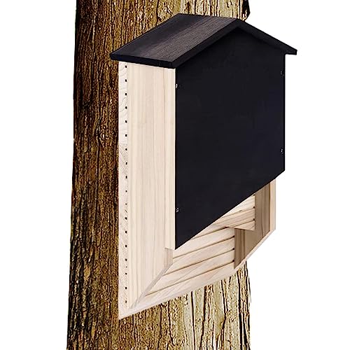 LINGJIONG Außerhalb des Fledermaus-Lebensraumhauses | Fledermaus-Habitatbox aus Holz für den Außenbereich - Wiederverwendbare Fledermausbox, Holzdekoration für den Winterschlaf, Fledermausnest von LINGJIONG