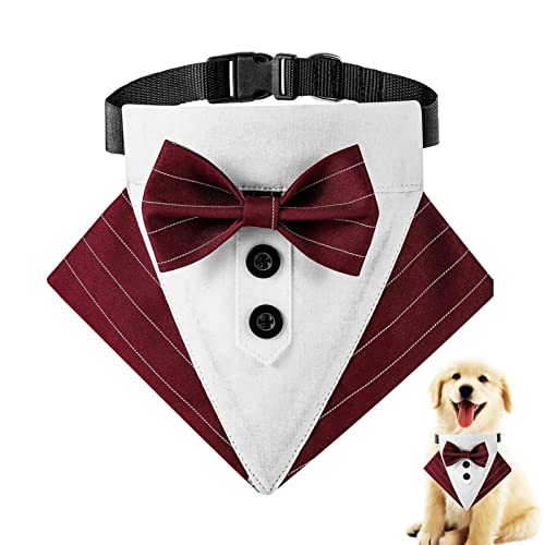 LINGJIONG Bandana für Hunde, Haustier-Hochzeitsbandana verstellbar, Hundehalsband mit Fliege, Hundehochzeitskleidung, Cosplay-Outfit für kleine, mittelgroße Haustiere von LINGJIONG