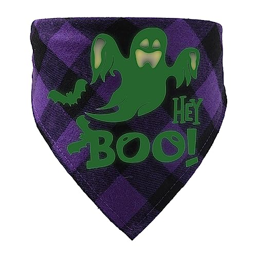 LINGJIONG Halloween-Hunde-Bandana,Wasserabsorbierende, im Dunkeln leuchtende, verstellbare Bandanas für Haustiere | Atmungsaktives Halstuch für kleine, mittelgroße und große Hunde, hautfreundliches von LINGJIONG