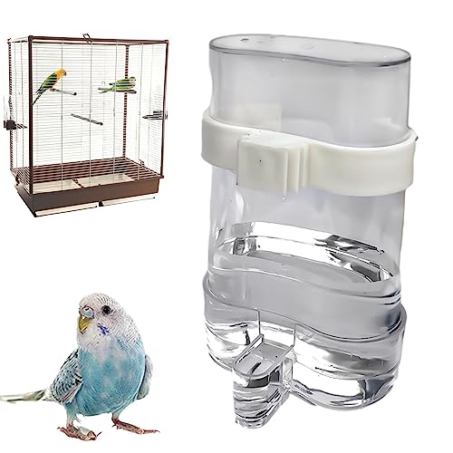 LINGJIONG Haustier-Vogel-Wasserspender | Automatischer, transparenter, auslaufsicherer, hygienischer Vogelfutterspender - Haustierzubehör, sicher und harmlos für Sittiche, Finken, Nymphensittiche von LINGJIONG