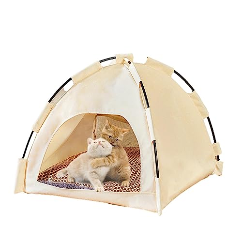 LINGJIONG Hunde-Tipi-Haustierzelt - Faltbares waschbares Katzen-Tipi-Hundezeltbett | 42 * 42 * 38CM Haustier Käfig Katze Zelt Laufstall Welpen Zwinger Outdoor Hunde Haus für Kaninchen, Hund von LINGJIONG