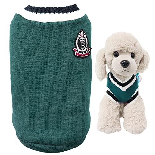 LINGJIONG Hundepullover | Weiche Winter-Hundepullover mit Luftdurchlässigkeit,Warmer Hund, Nicht klebrige Haare, Dicker V-Ausschnitt, College-Stil, Strickpullover, Winter-Haustierkleidung für kleine von LINGJIONG