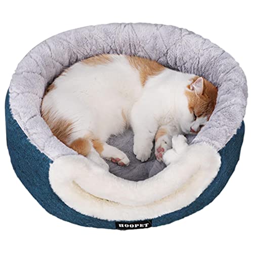 LINGJIONG Katzenbett Höhle - Polyester waschbare Katzenbetten für Indoor-Katzen Räumung rutschfest,Haustier-Nestbett, privates geschlossenes Haus, 2 in 1, lindert Spannungsstress für den Winterschlaf von LINGJIONG