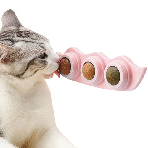 LINGJIONG Katzenminze-Ball-Spielzeug | Essbares Kauspielzeug, drehbare Leck-Katzenminze-Bälle,3-in-1-Wand-Leckerli, interaktives Katzenspielzeug zum Jagen, Spielen, Zähneputzen, Lecken von LINGJIONG