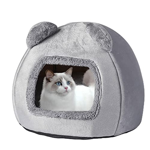 LINGJIONG Katzennest - Katzennestbett mit wasserdichtem Boden,Niedliche Panda-Ohr-Form-Katzenbetten für Hauskatzen, superweiches und beruhigendes Haustierhaus von LINGJIONG