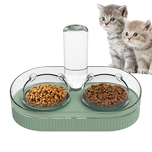 LINGJIONG Katzenwasserspender | 2 in 1 Siphon-Prinzip Katzenfutterspender Wasserspender - Platzsparender Futterautomat mit 550 ml Fassungsvermögen für Zuhause, Zoohandlung, Wasserspender für Hunde von LINGJIONG