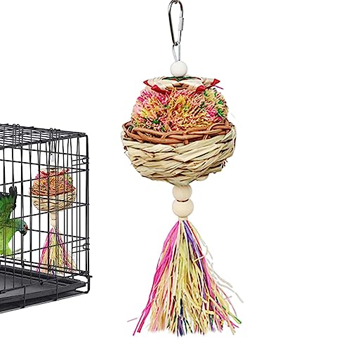 LINGJIONG Papageien-Vogelspielzeug - Buntes, bequemes Sitzstangen-Papageienspielzeug | Natürliches Vogelfutter-Kauspielzeug mit Haken für Seil-Bungee-Vogelspielzeug – Schüssel-Design, Papageienkäfig von LINGJIONG