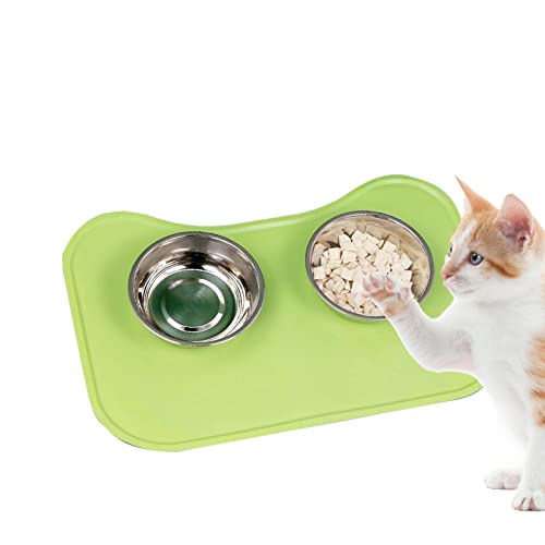 LINGJIONG Pet Bowl Matte, wasserdichte Silikon-Napfmatte für Hund und Katze, antihaftbeschichtet, Katzenfuttermatte, rutschfeste, auslaufsichere Haustierfütterungsmatte für Futter und Wasser, leicht von LINGJIONG