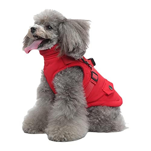 LINGJIONG Warme Haustierjacke | Winter Hundemantel Fleece Hundejacke Wasserdichter Hundemantel,Reißverschluss-Hundejacke, Welpenmantel, kleine Hundekleidung, Hundemantel mit Geschirr für kleine von LINGJIONG