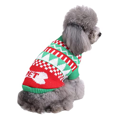 LINGJIONG Weihnachts-Haustierkleidung, Weihnachts-Schneeflocken-Haustier, warme Strickware, Rentier-Schneeflocken-Druck, warme Kleidung für kleine Hunde, Welpen, Katzen, Kätzchen von LINGJIONG