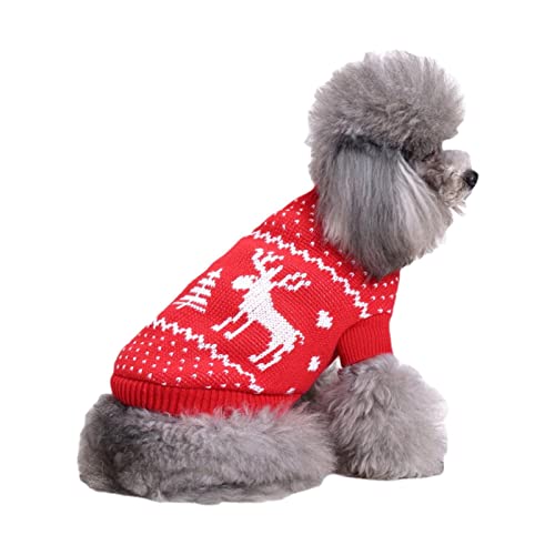 LINGJIONG Weihnachtspullover für Hunde, Weihnachten, Urlaubskostüme, weicher, warmer Wintermantel, gestrickte Hundekleidung für drinnen und draußen von LINGJIONG