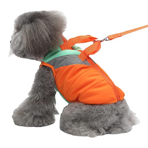 LINGJIONG wasserdichte Winterjacke für Hunde | Fleece-Hundeweste mit Reißverschluss, Warmer, gepolsterter, metallischer Hundepullover für kaltes Wetter mit doppelter D-Leine | Winterwasserabweisender von LINGJIONG