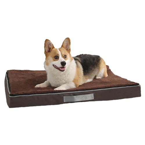 Flauschig Hundematte, Orthopädisches Hundebett, Hundekissen, Waschbar, Rutschfestem Hundebetten, Hundematratze mit Abnehmbarem Deckel für Kleine Mittelgroße und Große Hunde Katzen(90CM,Braun) von LINGXIYA