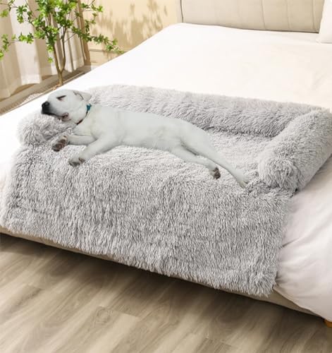 LINGXIYA Anti-Angst-Hundebett, Beruhigende Hundebettmatte, Hundedecke mit Wasserfeste Rutschfester Unterseite, Plüschbett für Katzen und Kleine & Mittelgroße & Große Hunde, 105CM von LINGXIYA