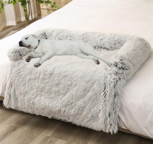 LINGXIYA Anti-Angst-Hundebett, Beruhigende Hundebettmatte, Hundedecke mit Wasserfeste Rutschfester Unterseite, Plüschbett für Katzen und Kleine & Mittelgroße & Große Hunde, 62CM von LINGXIYA