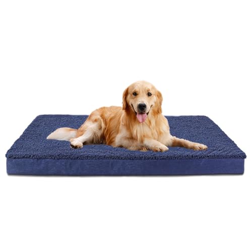 LINGXIYA Bequeme Hundekissen, Ultra Weicher Plüsch Haustierbett, Hundematratze mit Eierförmiger Schaumfüllung, Orthopädisches Hundebett, Abnehmbarer Waschbar Hundekorb, 105 * 70CM von LINGXIYA