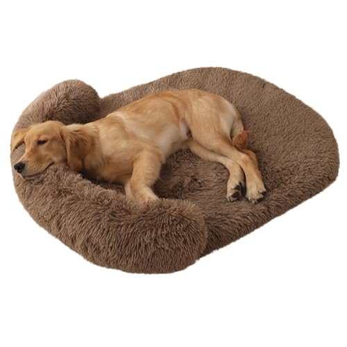 LINGXIYA Flauschig Weiches Hundekissen, Orthopädisches Hundebett, Hundesofa mit Abnehmbarem Bezug, rutschfest Hundebetten, Anti-Angst Hundekorb für Hunde und Katzen Jeden Alters (Khaki,S-65x50cm) von LINGXIYA