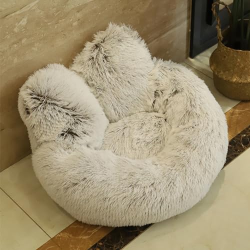 LINGXIYA Plüsch Hundebett, Anti-Angst Bequeme Katzenbett, Waschbar rutschfest Hundekissen, Donut-Kuschelnest mit Niedliche Kaninchenohrformen, Flauschig Hundebett für Kleine Hunde, 40cm von LINGXIYA