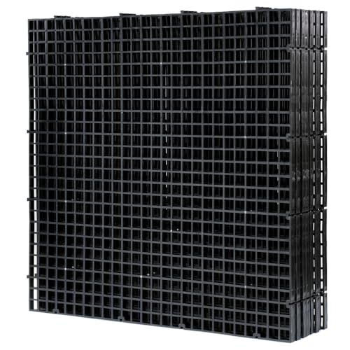 LINLAN 4 Stück Aquariumgitter aus Kunststoff, Aquarium-Trennwand, Eierkiste für DIY-Filtration und Bodenschutz in Aquascaping (Schwarz, 30 x 30 cm) von LINLAN