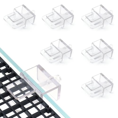 LINLAN 6 Stück Aquarium-Deckel-Clips, Transparentes ABS-Kunststoff Randloses Aquarium-Deckelstütze, Geeignet für Kunststoffteiler und DIY Anti-Sprung-Netz von LINLAN