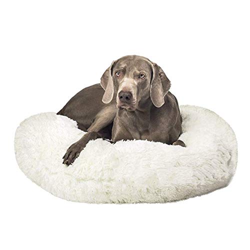 LINRUI Deluxe Hundebett Round Haustierbett für Hunde und Katzen, Weiches Plüsch Hundekorb mit Reißverschluss Abnehmbaren Waschbar für Mittelgroße, Große, Extra groß Hunde, XL-100cm von LINRUI