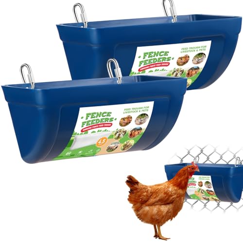 Zaun-Futterstation für Hühner, zum Aufhängen, Futtertrog, Geflügel, Bewässerungseimer mit Clips für Vieh, Ziegenfutterstation, Zubehör, 2 Stück von LINXIU