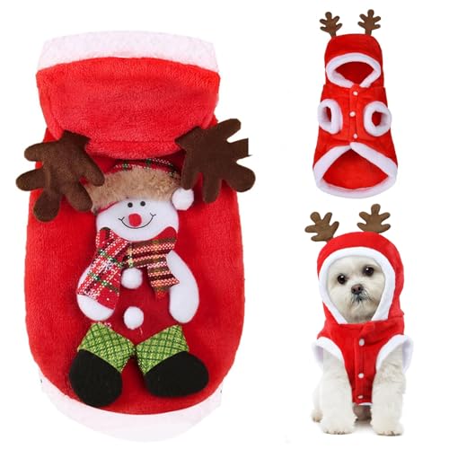 Haustier Weihnachtskostüm, Hundekostüme Weihnachten Elchkostüm Weihnachten Hundekleidung, Weihnachten Katzen Kleidung mit Rentiergeweih Haustier Kleidung Weihnachten für Kleine Hunde Katzen(L) von LINYIJOY