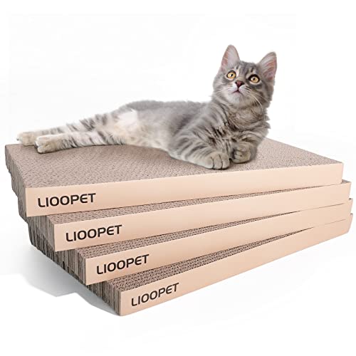 LIOOPET Katzenkratzpappe, wendbares Katzenkratzpad für Innen- und Katzenkratzbrett aus professioneller Wellpappe zur Stressabbau (4 Stück, gerade) von LIOOPET