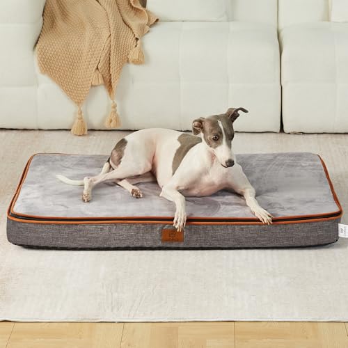 LIORCE XL Hundebett – Extra große orthopädische Hundebetten für 106.7 cm große Kiste mit abnehmbarem, waschbarem Bezug, rutschfeste Unterseite, grau von LIORCE