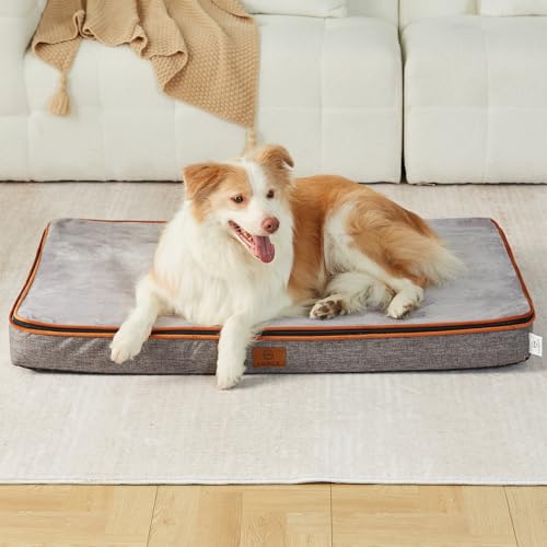 LIORCE XXL Hundebett für extra große Hunde – Jumbo Orthopädische Hundebetten für 121,9 cm Kiste mit abnehmbarem waschbarem Bezug, kühlendes Eierschaum-Haustierbett-Matte mit wasserdichtem Futter, rutschfeste Unterseite, braun von LIORCE