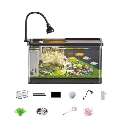 Fischtank, Aquariumtank mit Filter - Kleine Fischtank-Starter-Kits, Tischfischtank-Dekoration(Black,L) von LIPINGJING0201