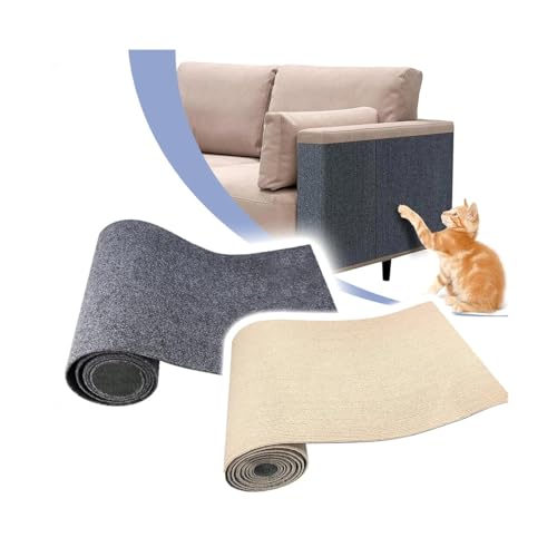 Katzenkratzmatte, Katzenteppich mit selbstklebendem zuschneidbarem Katzenkratzbaum, Katzenkratzbrett, Sofa, Möbelschutz (Farbe: A, Größe: L) von LIPINGJING0201