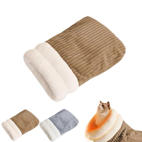 LIPINGJING0201 Großer Katzenschlafsack, Katzenbett für Hauskatzen, Winterschlafsack (braun) von LIPINGJING0201