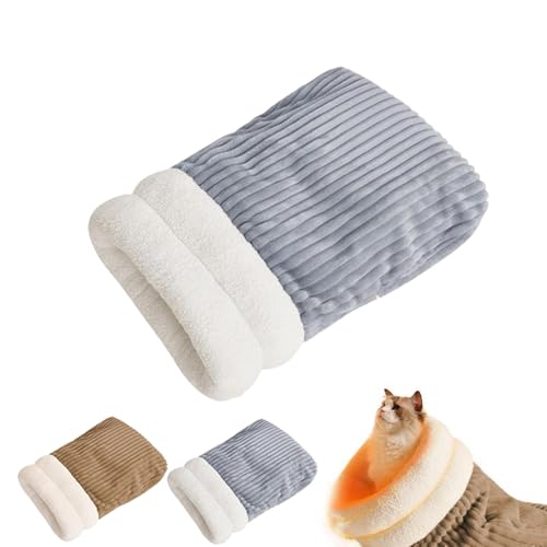 LIPINGJING0201 Großer Katzenschlafsack, Katzenbett für Hauskatzen, Winterschlafsack (grau) von LIPINGJING0201