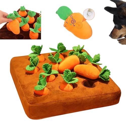 LIPINGJING0201 Karotten-Patch-Katzenspielzeug, Hunde-Karotten-Puzzle-Spielzeug mit 12 Karotten, interaktives Haustierspielzeug mit Sound (Orange) von LIPINGJING0201