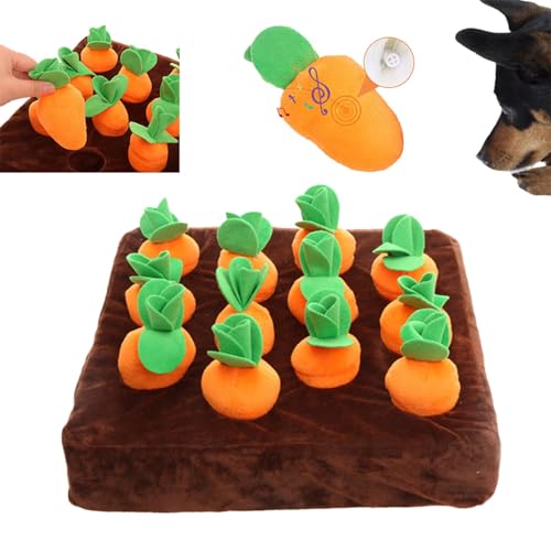 LIPINGJING0201 Karotten-Patch-Katzenspielzeug, Hunde-Karotten-Puzzle-Spielzeug mit 12 Karotten, interaktives Haustierspielzeug mit Ton (braun) von LIPINGJING0201