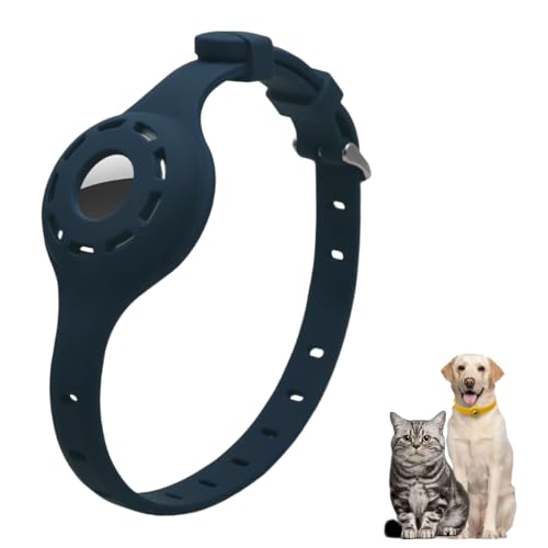 LIRUIR Airtag Silikon Leuchthalsband Protector Einstellbare Verlust Prävention Blickfang Haustierhalsband für Katzen und kleine Hunde(Dunkelblau) von LIRUIR