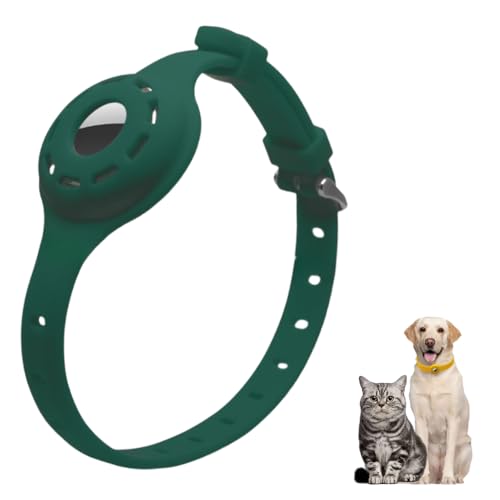 LIRUIR Airtag Silikon Leuchthalsband Protector Einstellbare Verlust Prävention Blickfang Haustierhalsband für Katzen und kleine Hunde(Dunkelgrün) von LIRUIR