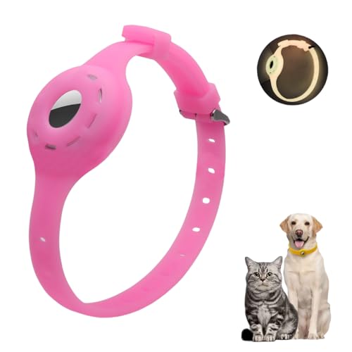 LIRUIR Airtag Silikon Leuchthalsband Protector Einstellbare Verlust Prävention Blickfang Haustierhalsband für Katzen und kleine Hunde(Fluoreszierendes Pulver) von LIRUIR