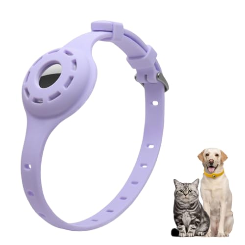 LIRUIR Airtag Silikon Leuchthalsband Protector Einstellbare Verlust Prävention Blickfang Haustierhalsband für Katzen und kleine Hunde(Lila) von LIRUIR