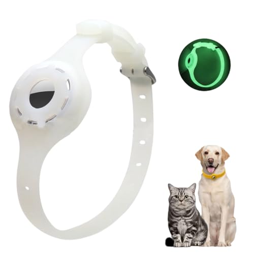 LIRUIR Airtag Silikon Leuchthalsband Protector Einstellbare Verlust Prävention Blickfang Haustierhalsband für Katzen und kleine Hunde(Nachleuchtendes Grün) von LIRUIR