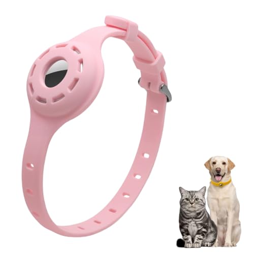 LIRUIR Airtag Silikon Leuchthalsband Protector Einstellbare Verlust Prävention Blickfang Haustierhalsband für Katzen und kleine Hunde(Rosa) von LIRUIR